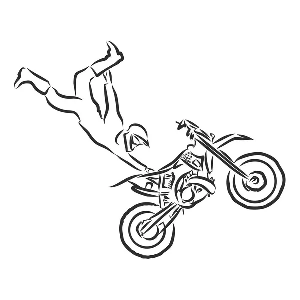 Motocross Moto Mano Dibujado Vector Ilustración — Vector de stock