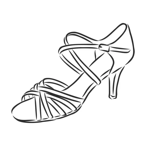 Elegante Zapato Mujer Bosquejado Para Bailar Tango Argentino Fondo Puede — Vector de stock