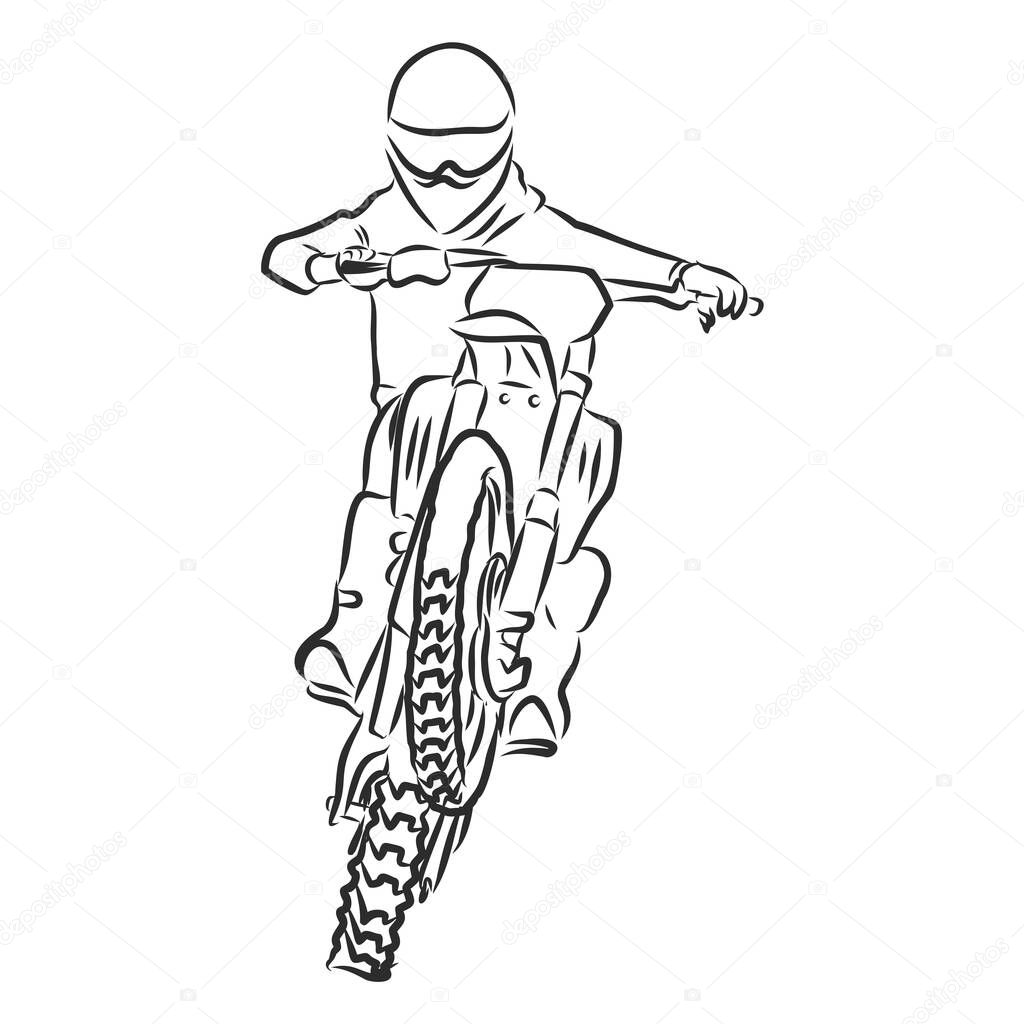 motocross motorbike hand drawn vector illustration