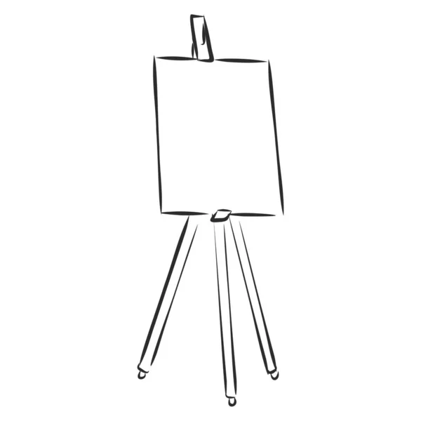 Easel Con Lienzo Vacío Estilo Doodle — Vector de stock