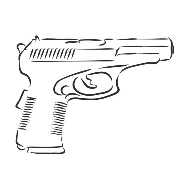 Elle çekilen tabanca beyaza izole edilmiş.