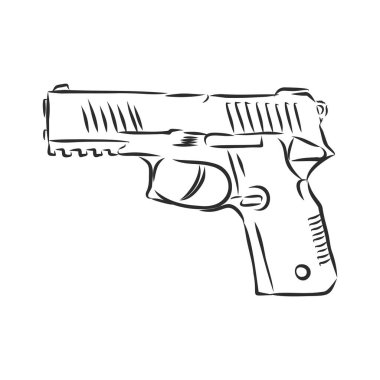 Elle çekilen tabanca beyaza izole edilmiş.