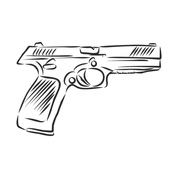 Pistola Extraída Mano Aislada Blanco — Vector de stock