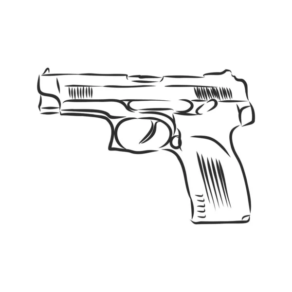 Pistola Extraída Mano Aislada Blanco — Vector de stock