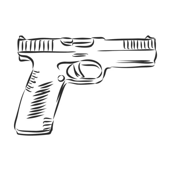 Pistola Desenhada Mão Isolada Sobre Branco —  Vetores de Stock