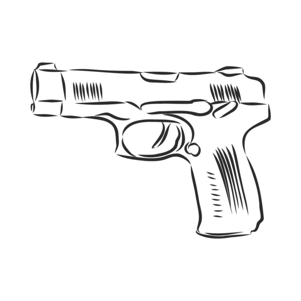 Pistola Extraída Mano Aislada Blanco — Vector de stock