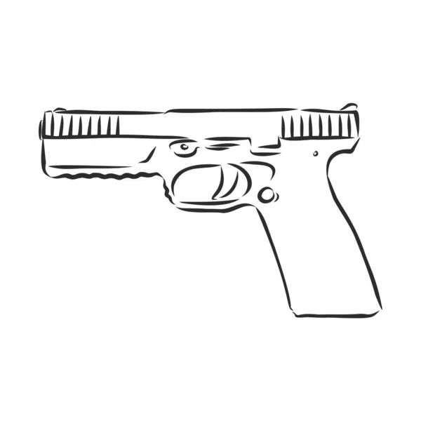 Handdragen Pistol Isolerad Vitt — Stock vektor