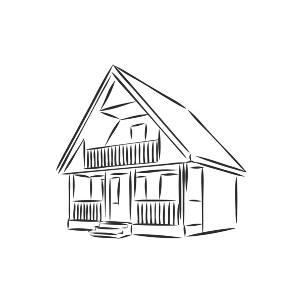 Bosquejo Arquitectura Casa Dibujo Mano Libre Vector Illustration Outline Bosquejo — Archivo Imágenes Vectoriales