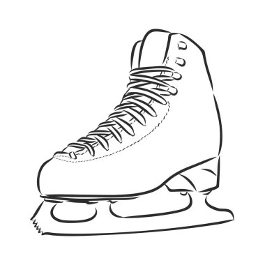 Zarif çizilmiş buz patenleri. Arka plan kolayca silinebilir. Etiket, pankart, kartpostal, logo için tasarım şablonu. Vektör.