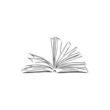 Beyaz arkaplanda siyah çizgili vektör defteri.