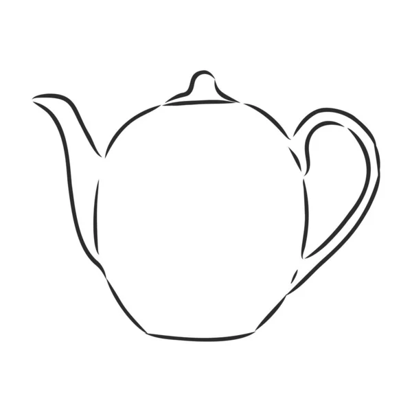 手绘草图矢量茶壶 手绘水壶 独立背景的茶壶古董茶背景 菜单设计 — 图库矢量图片
