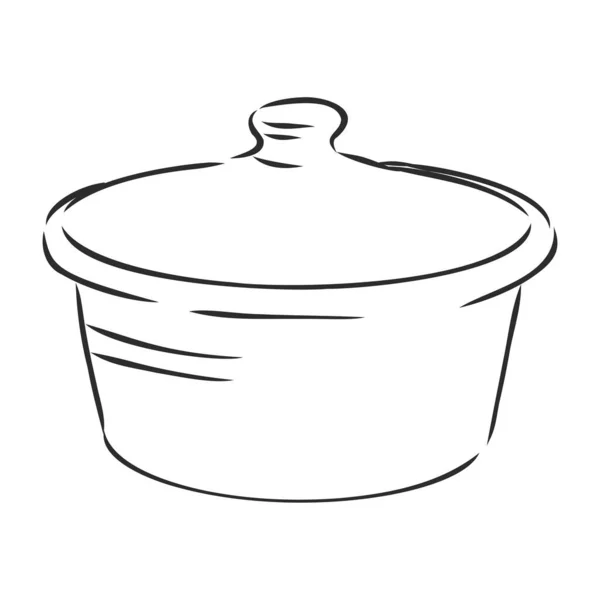 Desenho Mão Saucepan Sketch Symbol Elemento Vaso Vetorial Estilo Moderno — Vetor de Stock