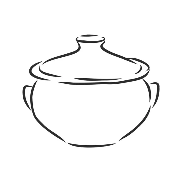 Handritad Saucepan Sketch Symbol Vector Pot Element Trendig Stil — Stock vektor