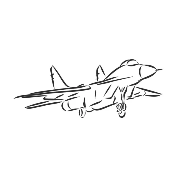 Mão Desenho Avião Guerra Jato Caça Vetor Cketch Illusration — Vetor de Stock