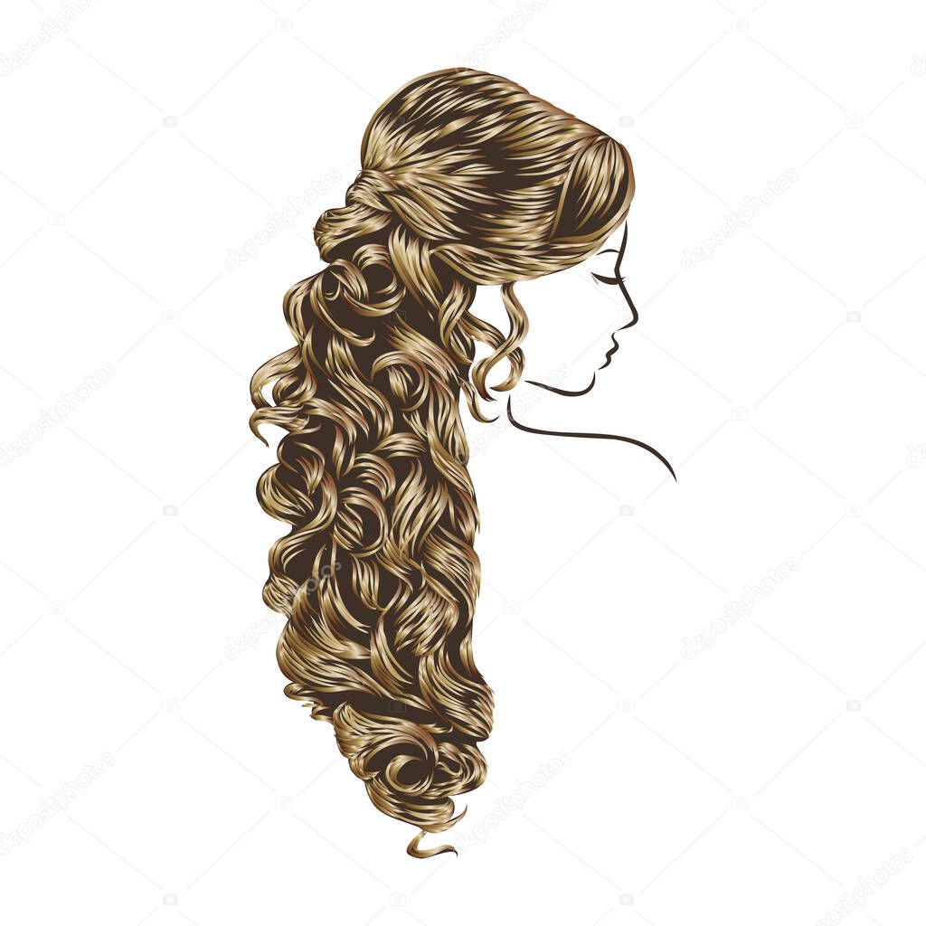 Fashion illustration. Woman with stylish hairstyles