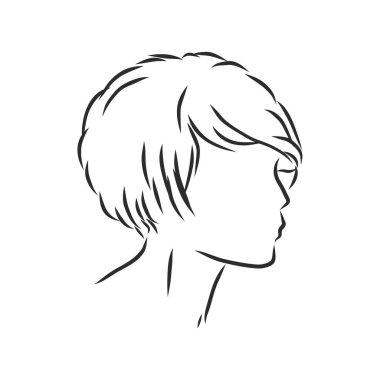 Bir kadın saç stili çizimi. Bir freehand vektör çizimi.