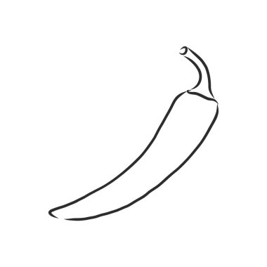 Vektör çizimi Chili biber düz stili, ince çizgi