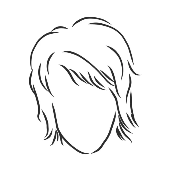 Sketch Female Hairstyle Freehand Vector Illustration — Stock Vector