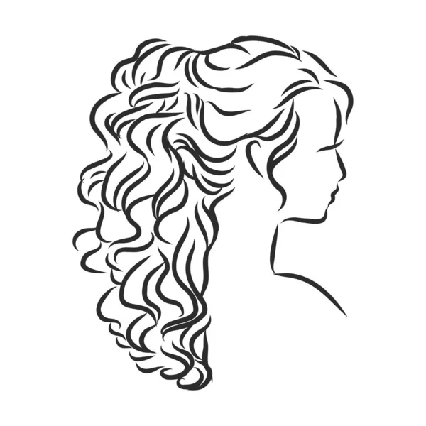 Ескіз Жіночої Зачіски Вільна Векторна Ілюстрація — стоковий вектор