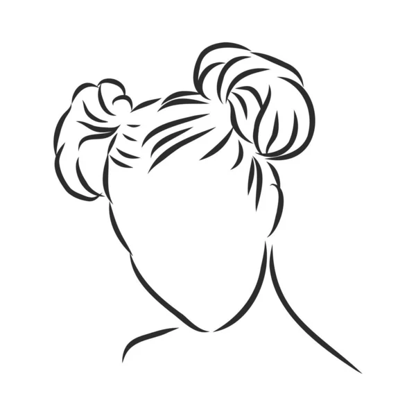 Sketch Female Hairstyle Freehand Vector Illustration — Stock Vector