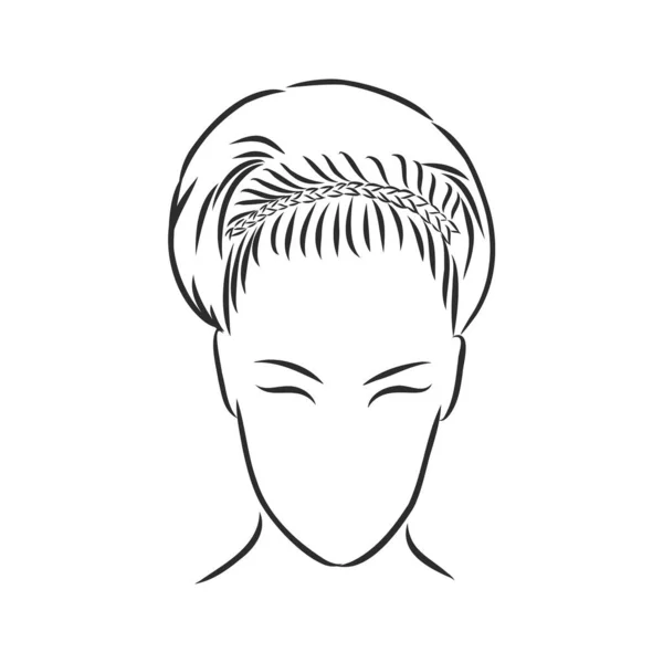 Sketch Female Hairstyle Freehand Vector Illustration — Stock Vector