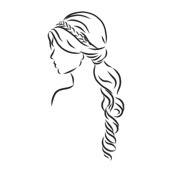 Croquis Une Coiffure Féminine Une Illustration Vectorielle Main Levée — Image vectorielle