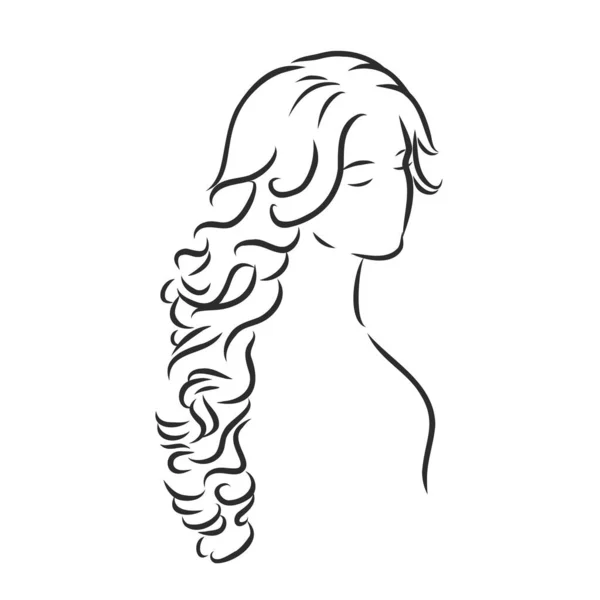 Sketch Female Hairstyle Freehand Vector Illustration — Stock Vector