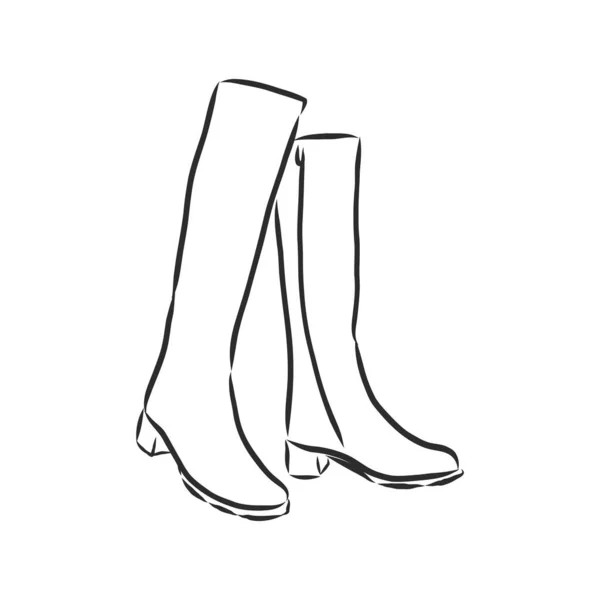 孤立的 带有线条的素描女式时尚靴 — 图库矢量图片