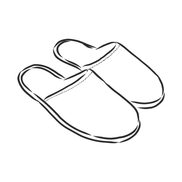 Startseite Pantoffel Illustration Zeichnung Stich Tusche Linienkunst Vektor — Stockvektor