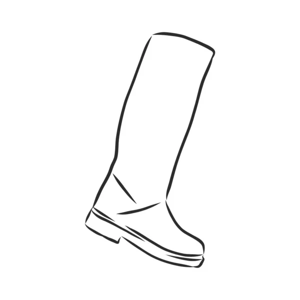 Isoliert Skizze Mit Linien Damenmode Stiefel — Stockvektor