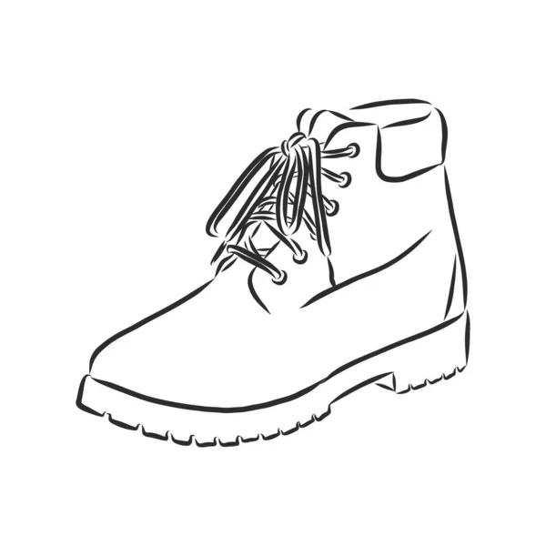 Aislado Boceto Con Líneas Bota Moda Femenina — Vector de stock