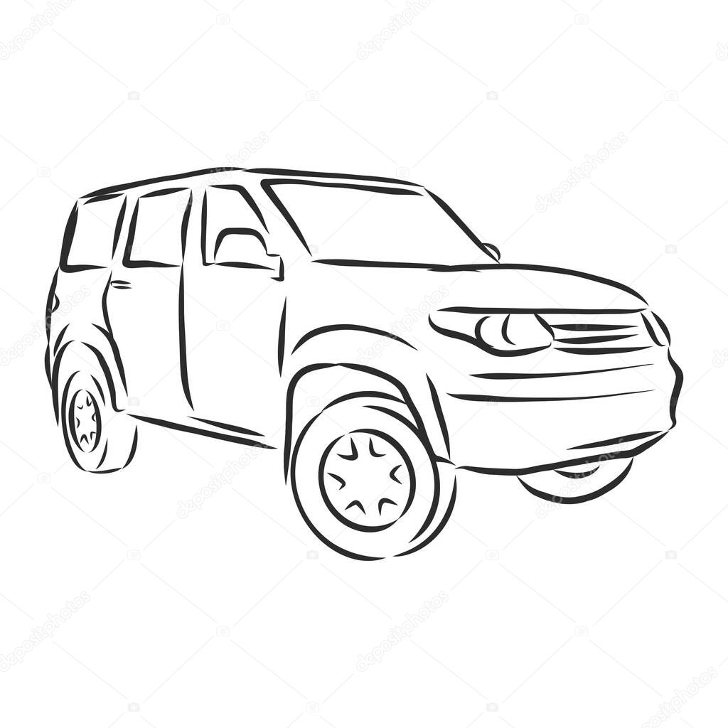 Car concept. Car sketch.Vector hand drawn. Autodesign. Automobile drawing.