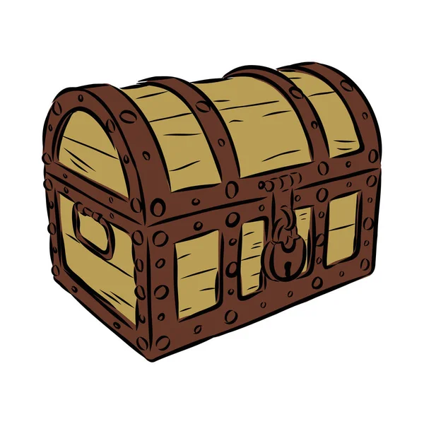 手描きのスケッチスタイルの海賊宝箱 ヴィンテージレトロベクトルイラスト上のグランジ背景 — ストックベクタ