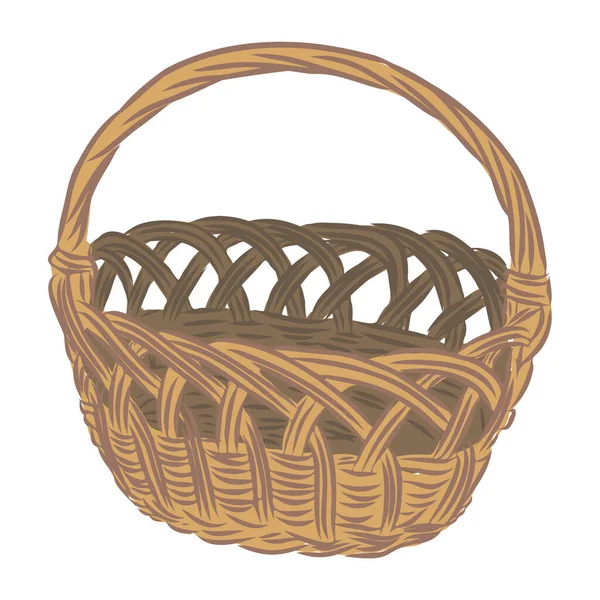 Vector Illustration Wicker Basket White Background — Stock Vector