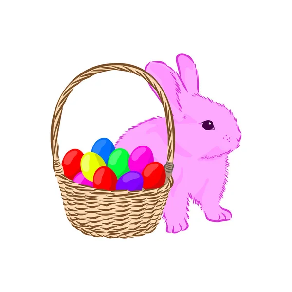 Illustration Easter Bunny Basket — Stock Vector
