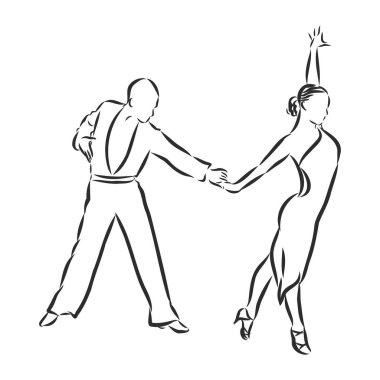 Bir çift Latin dansçı, vektör çizimi çizimi