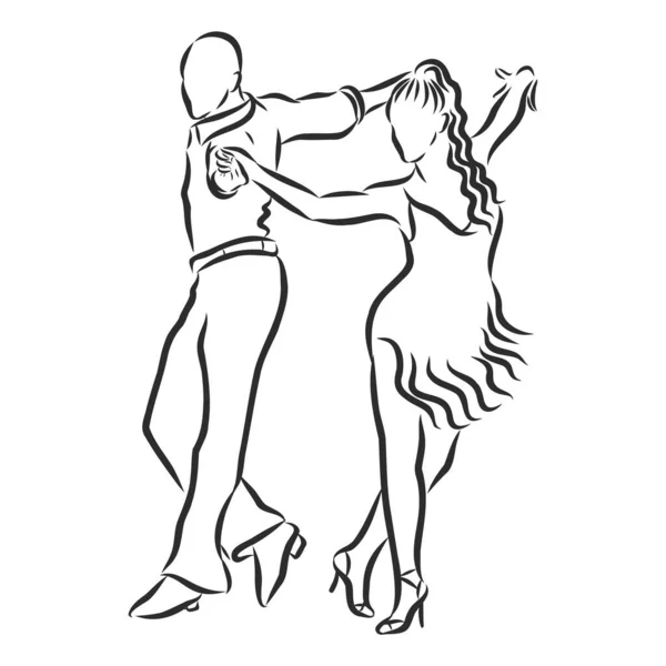 Pareja Bailarines Latinos Ilustración Bocetos Vectoriales — Archivo Imágenes Vectoriales