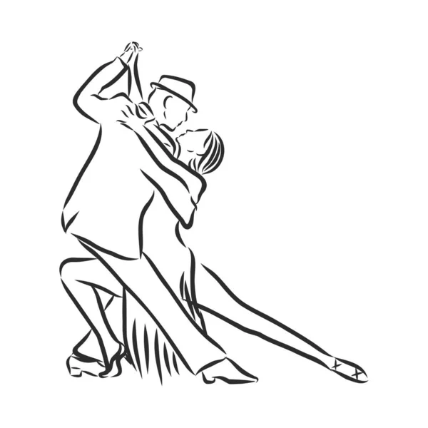 Couple Latin Dancers Vector Sketch Illustration — Stock Vector