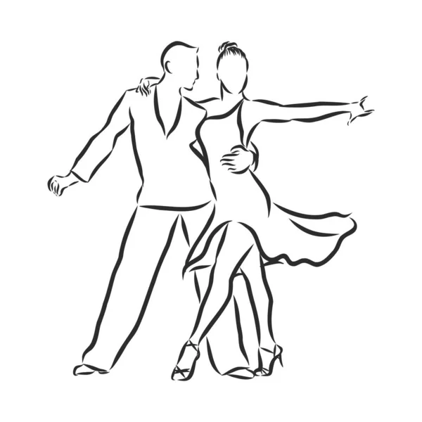 Pareja Bailarines Latinos Ilustración Bocetos Vectoriales — Vector de stock