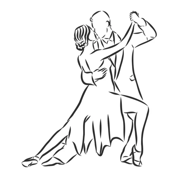 Couple Latin Dancers Vector Sketch Illustration — Stock Vector