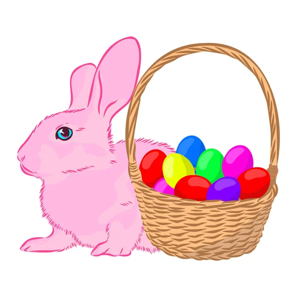 Illustration Easter Bunny Basket — Stock Vector