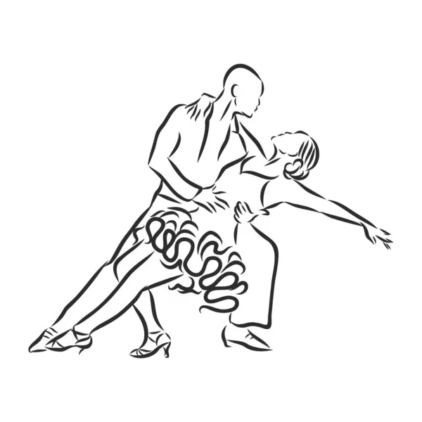 Latin Dancing Couple Dancing Vector Sketch White Background — Stock Vector