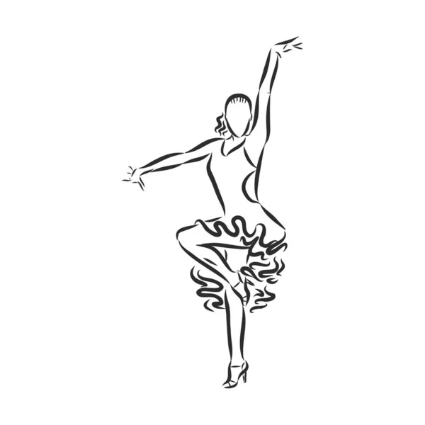 Danse Latine Danse Couple Vecteur Croquis Sur Fond Blanc — Image vectorielle