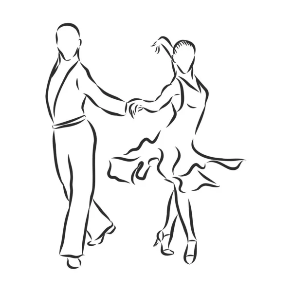 Baile Latino Baile Pareja Vector Boceto Sobre Fondo Blanco — Archivo Imágenes Vectoriales