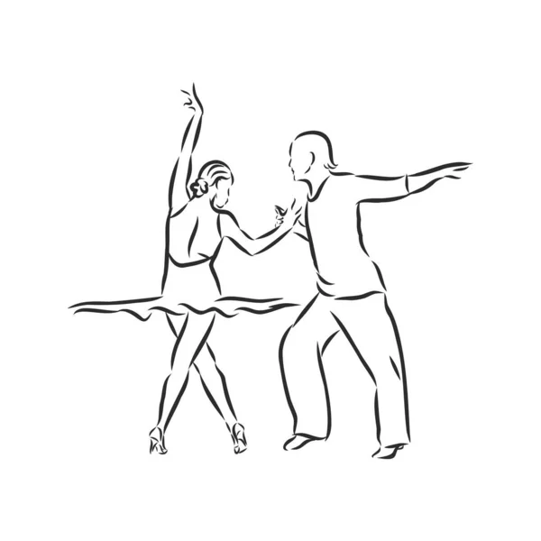 Латынь Танцы Пара Танцев Вектор Эскиз Белом Фоне — стоковый вектор