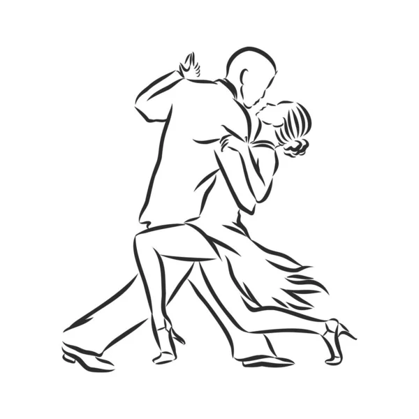 拉丁舞蹈 情侣舞蹈 白色背景的草图 — 图库矢量图片