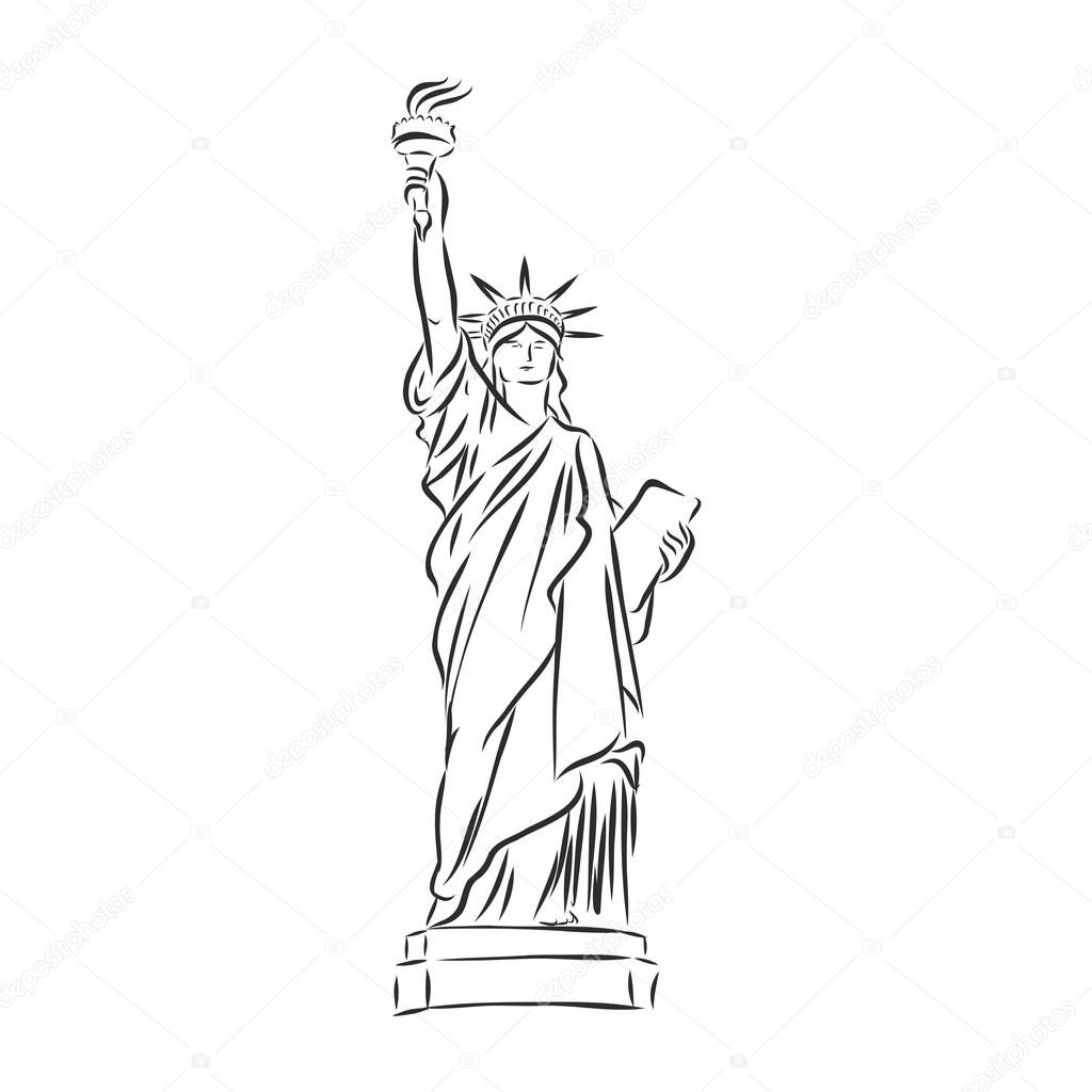 Statue of Liberty hand drawn vector llustration realistic sketch