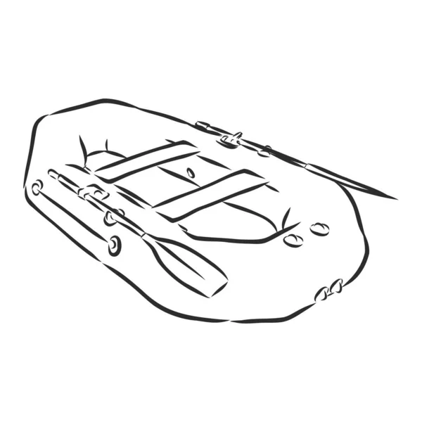 膨脹可能なボートのドアスタイルのスケッチ図手描きベクトル — ストックベクタ