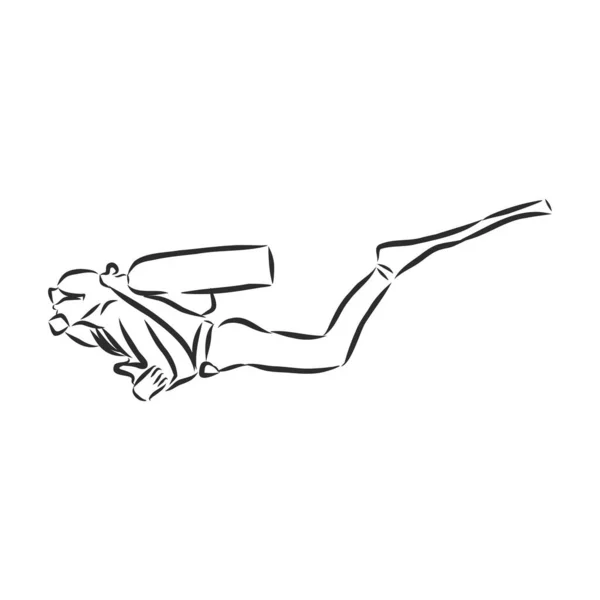 Skica Potápěče Ručně Kreslený Styl — Stockový vektor