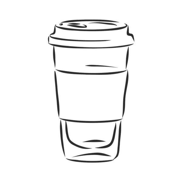 Canecas Coffe Desenho Vetorial Estilo Esboço — Vetor de Stock